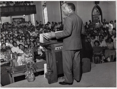 Martin Luther King preaching at First African Baptist, March 1964