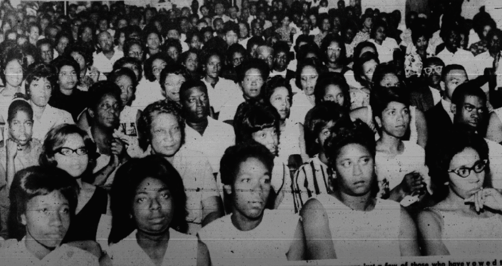 mass meeting at First African Baptist, 1964